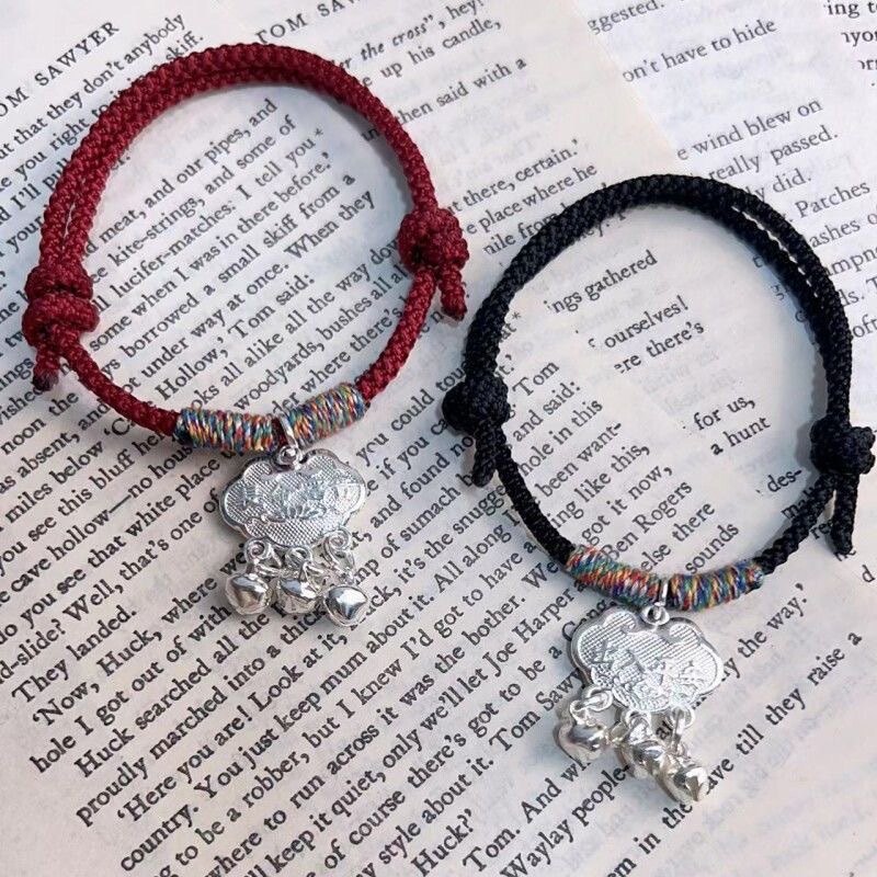 Little Red Riding Book New Chinese Style Ins All-match Peace Lock Bell Hand Rope for Girlfriend Bracelet Gift Little Red Riding Book New Chinese Style Ins All-match Peace Lock Bell Hand Rope for Girlfriend Bracelet Gift