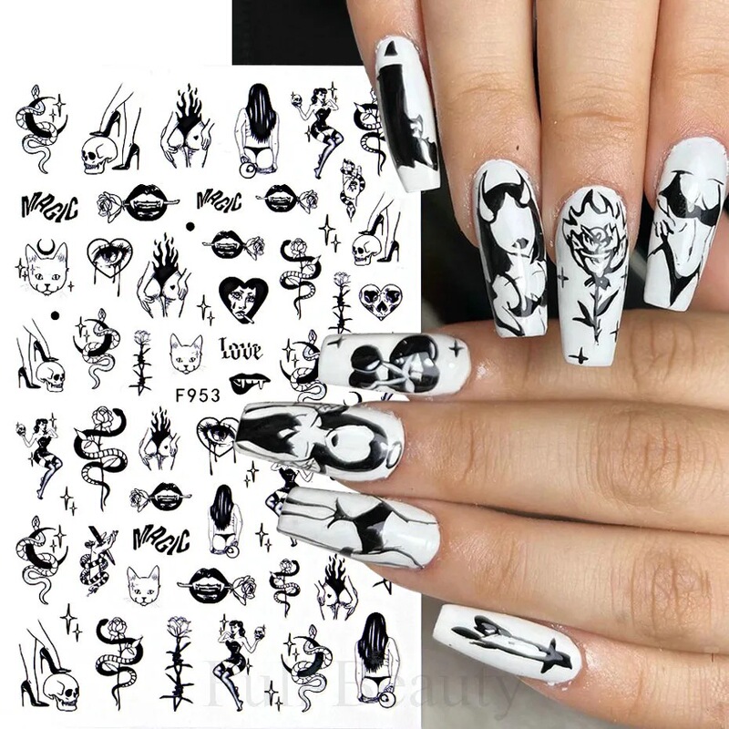 Cross-border Halloween nail art stickers dark animal Devil back glue nail stickers skull nail art stickers wholesale