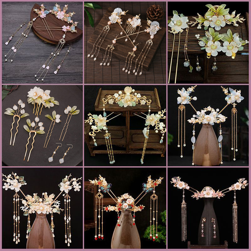 Hanfu Headwear Super Fairy Girl Tassel Hairpin Full Set Antique Jewelry Step Shake Hairpin Comb Ancient Costume Hair Accessories Set