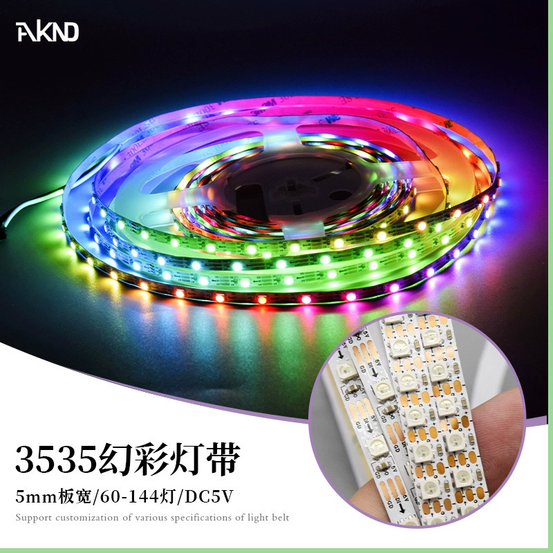Светодиодная магическая лента 144 LED 3535 с встроенным контроллером 2812B, адресуемая точка за точкой, 7 мм/5 мм, полноцветная программируемая лента