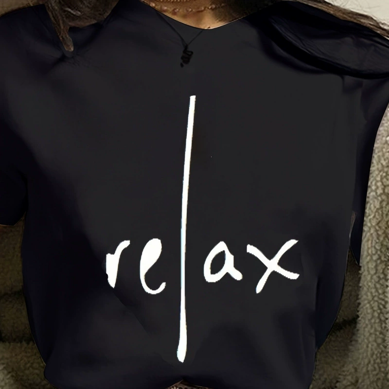 2025 Европейская и американская мода, весенне-летние повседневные топы, футболка с круглым вырезом и короткими рукавами с принтом Relax 9909