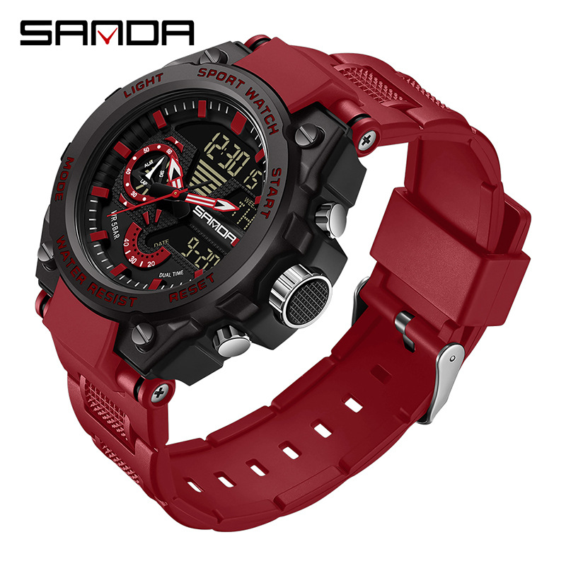 SANDA reloj multi-funcional moda de moda reloj de los hombres de moda reloj de alarma impermeable al aire libre fresco reloj de los hombres