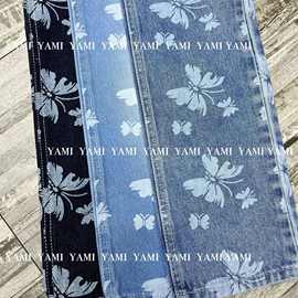 时尚牛仔面料印花工艺柔软无弹力全棉牛仔布女装童装面料工厂批发