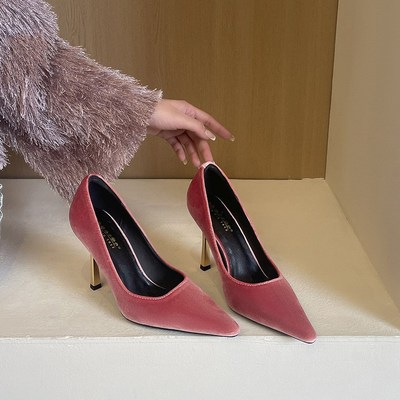 551 European and American style fashion socialite Xi Shi velvet women's shoes with pointed toes and shallow mouth, 