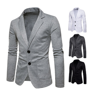 Spring and Autumn New Fashion Men's Youth Solid Color Slim Fit Two Buckle Simple Casual Small Suit Jacket Spot Hair