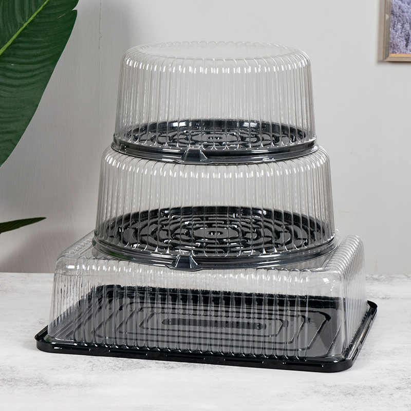 烘焙西点11寸蛋糕盒千层圆形芝士透明盒加厚蛋糕吸塑盒子批发