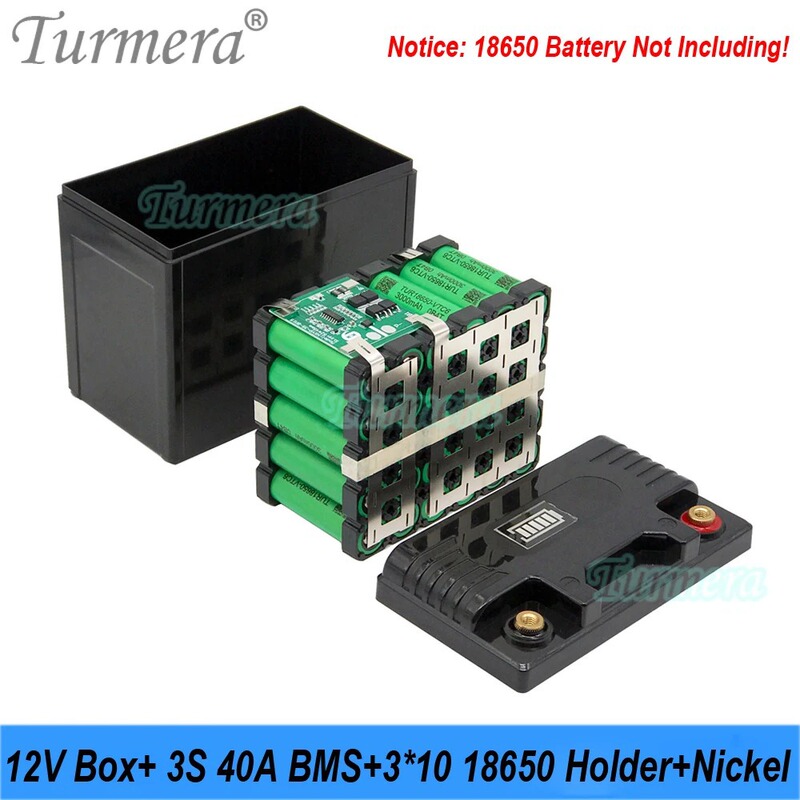 12V30Ah35Ah オートバイバッテリー収納ボックスバッテリーボックス 18650 ブラケット 3S40ABMS はんだニッケル付き|undefined
