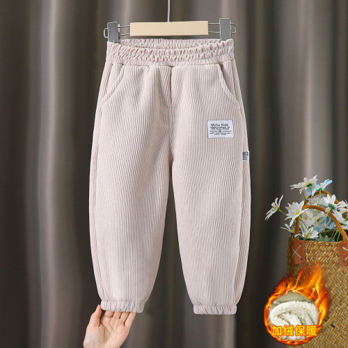 Children's and Teenagers' Thicker Warm Winter Linen Pants for Boys and Girls, New Arrival, with Added Warmth, Casual Outerwear Long Pants