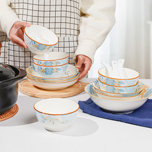 6WUI批发碗碟套装餐具欧式高颜值陶瓷碗盘2022新款砂锅组合特好看