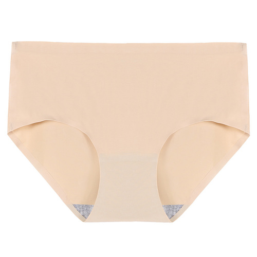 Women's Ice Silk Underwear Seamless One Piece Sexy Butt Lifting Breathable Mid-waist Pure Cotton Crotch Underwear Large Size Women's Briefs