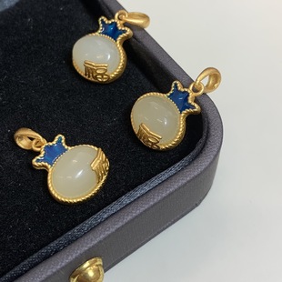 Enamel Lucky Bag Silver Necklace for Women, Hot-Selling Jewelry, Hetian Jade Pendant, Silver Inlaid Exquisite Collarbone Green Jade