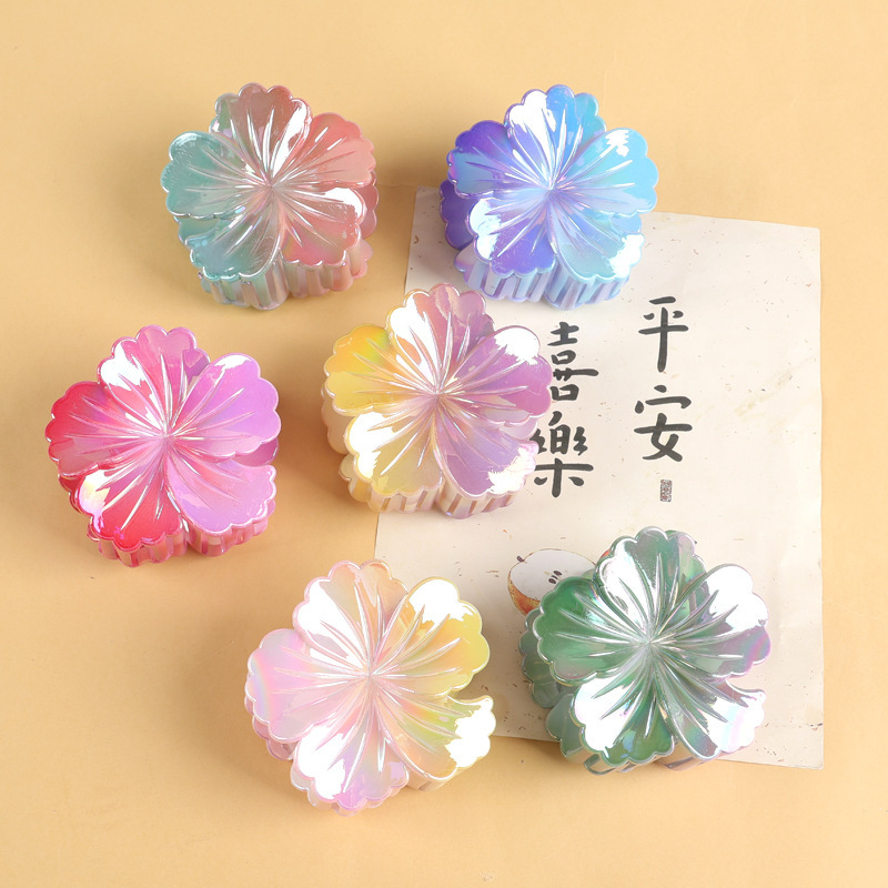 跨境新款AB彩色卷心菜抓夹欧美盘发鲨鱼夹高级感甜美花朵发夹发饰|undefined