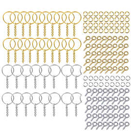 300pc 25mm钥匙圈 螺丝羊眼钉 单圈连接圈配件 DIY钥匙链饰品材料