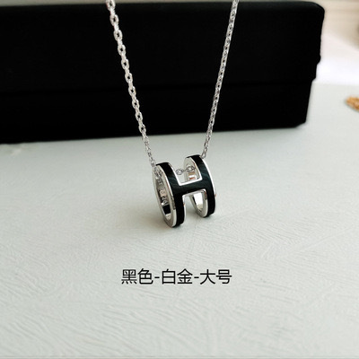 高バージョンスターリングシルバー Aijia H ネックレス女性の手紙 NCN エナメルペンダントミニバレンタインデーギフトカップル鎖骨チェーン|undefined