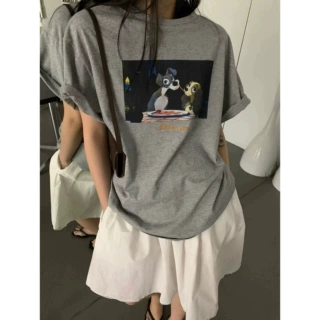 源头工厂21支纯棉（100%棉） 夏季新款短袖T恤女韩版大码宽松上衣