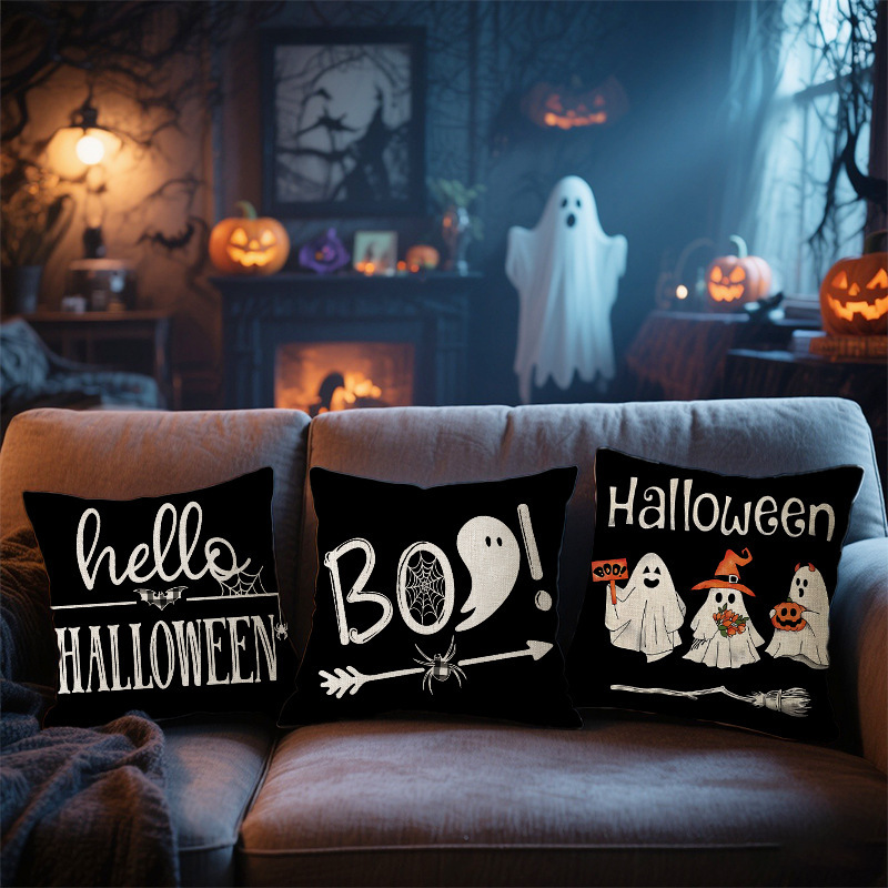 ハロウィンゴースト枕カバーホリデーホームパーティー装飾リビングルームソファクッション寝室ベッドサイドリネンクッション|undefined