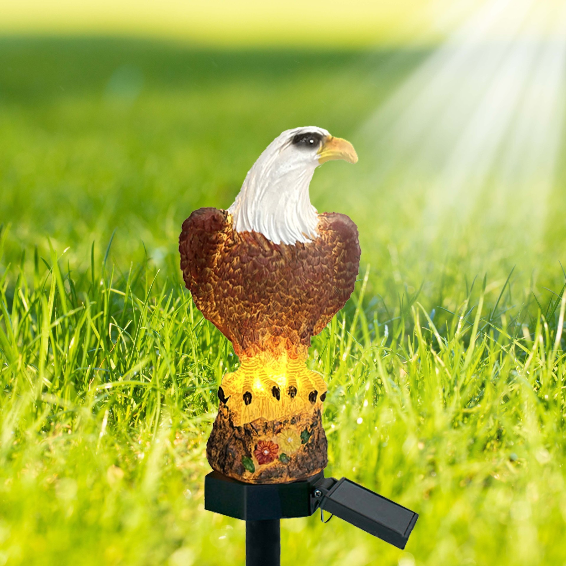 Hot-selling Solar-Powered Resin Eagle Lawn Lights | Outdoor Waterproof Garden Stake Lights | Yard Decorative Landscape Lamps