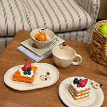 早餐盘甜品盘ins风可爱水果家用餐具陶瓷高颜值韩系奶油甜品水果