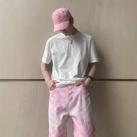 正确版现货原标V家25新配色棋盘格马赛克直筒休闲牛仔裤男女同款