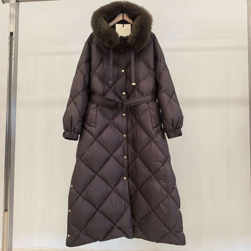26 New Models of Duck down Jackets for Women, Autumn and Winter New Styles, Fox Fur Max Hooded, Thickened, Warm, Windproof, Slim Fit, Long Style