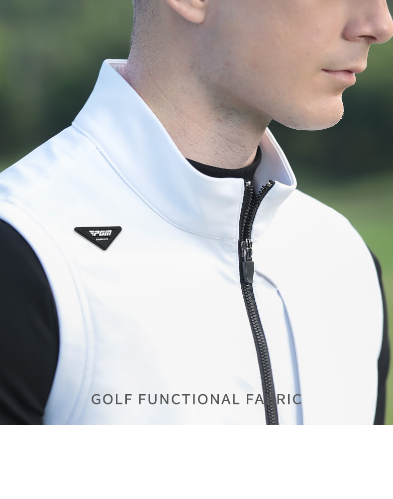 Áo ghi lê golf PGM nam chống gió nhẹ, cổ đứng, form vừa — YF655-Gi lê trắng, YF655-Áo gi lê màu đen, YF655-Gi lê kaki chi tiết 7