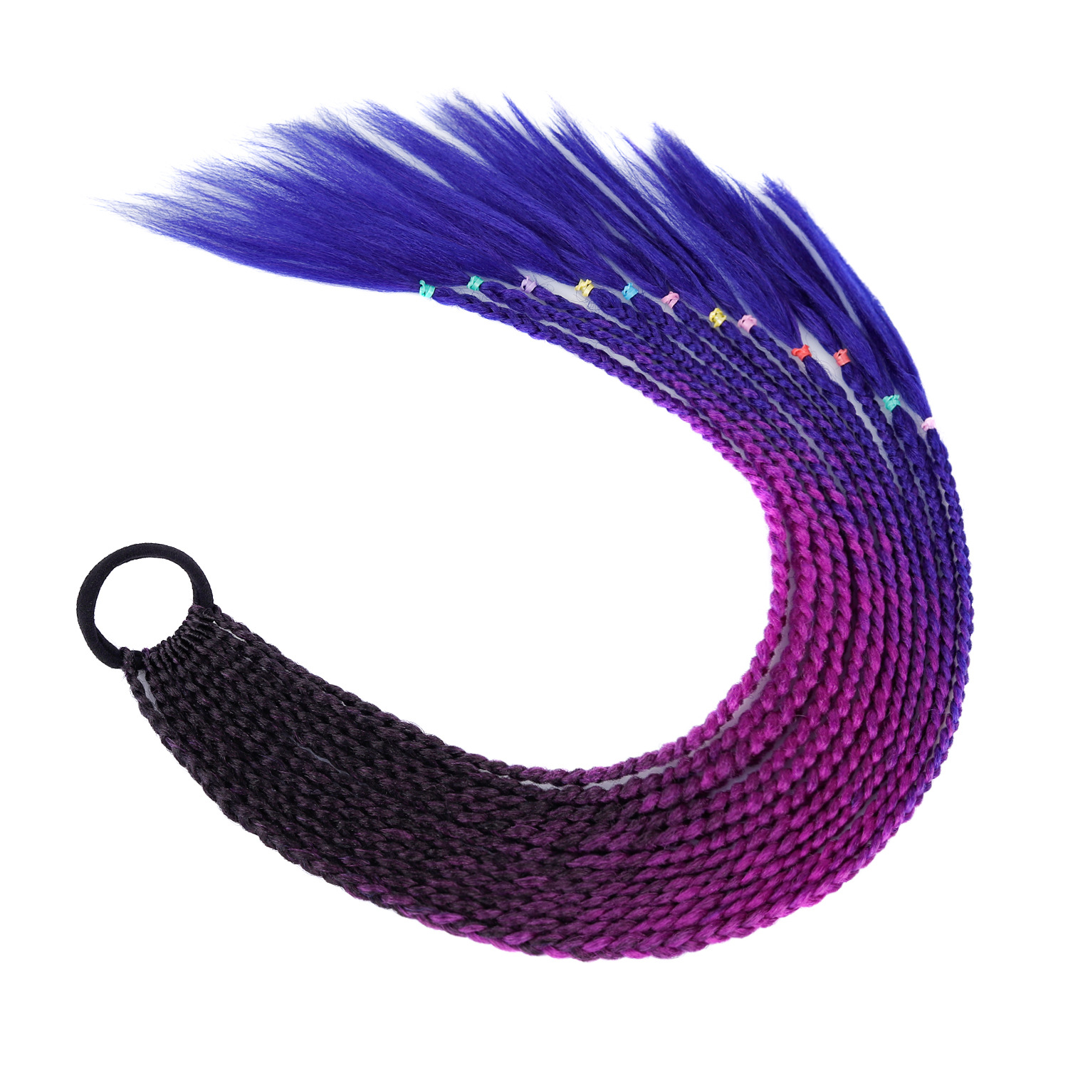 Cola de caballo C10# Negro+morado+azul real