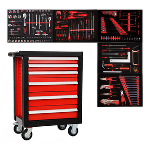 Mobile 7-Layer Hardware Tool Box Trolley Tool Cabinet for Auto Repair Shop with Tool Set Heavy-Duty