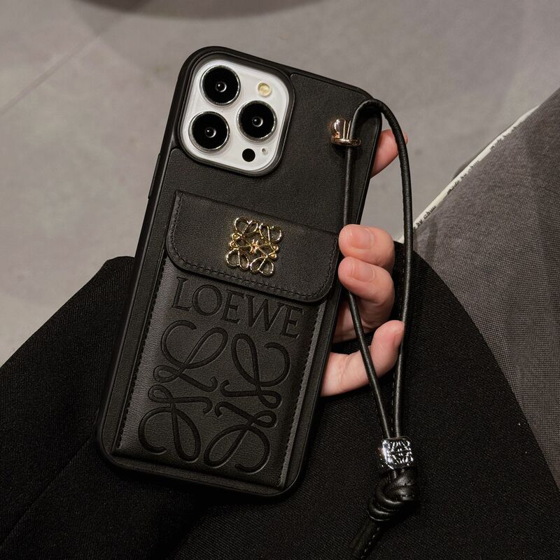 iPhone17保護ケース、Apple 11/12/13/15カードスロット付きストラップ付き携帯電話ケースに適したトレンディなブランド携帯電話ケース|undefined