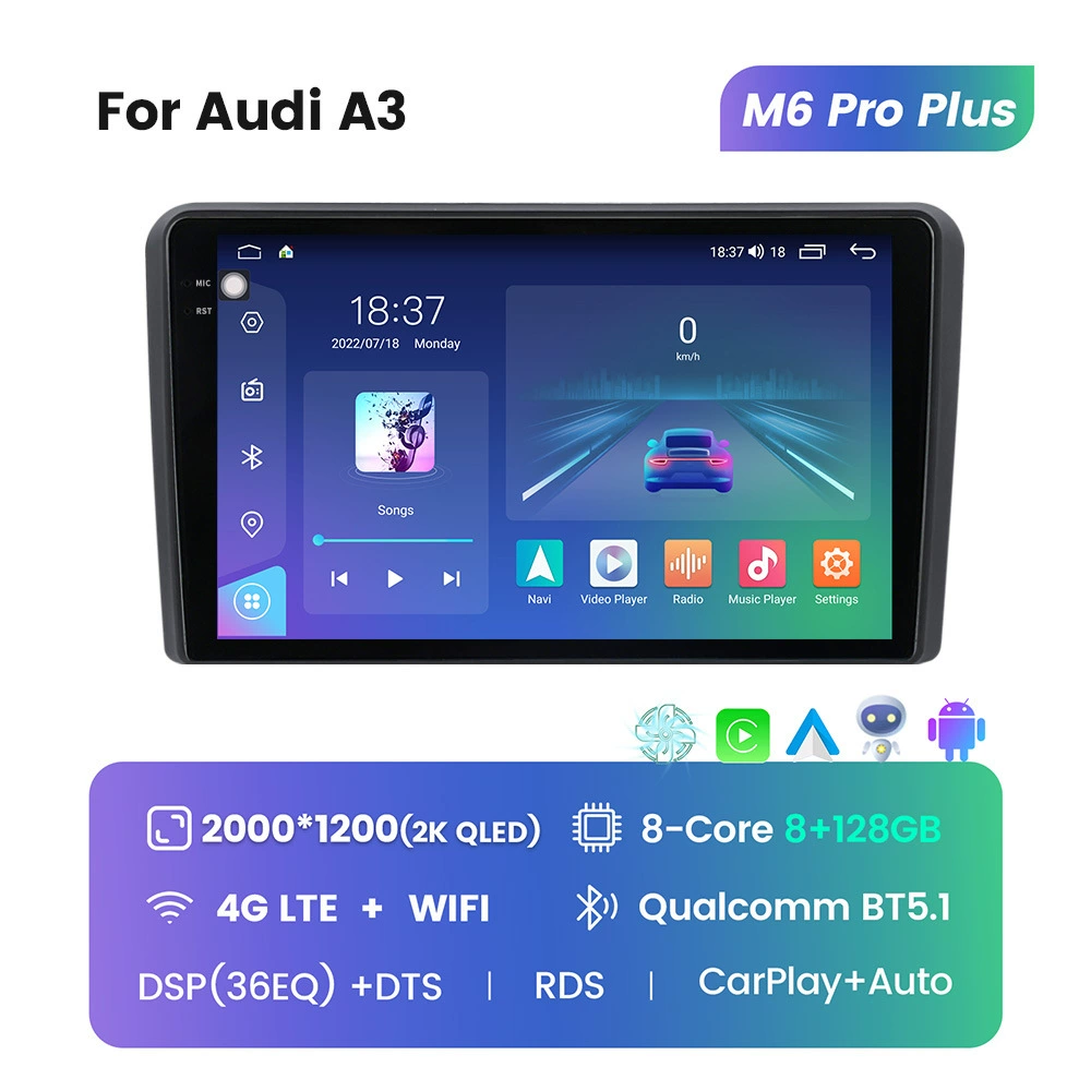 Подходит для Audi A3 06-12, модернизированная Android большая центральная мультимедийная система M6Pro 7862S