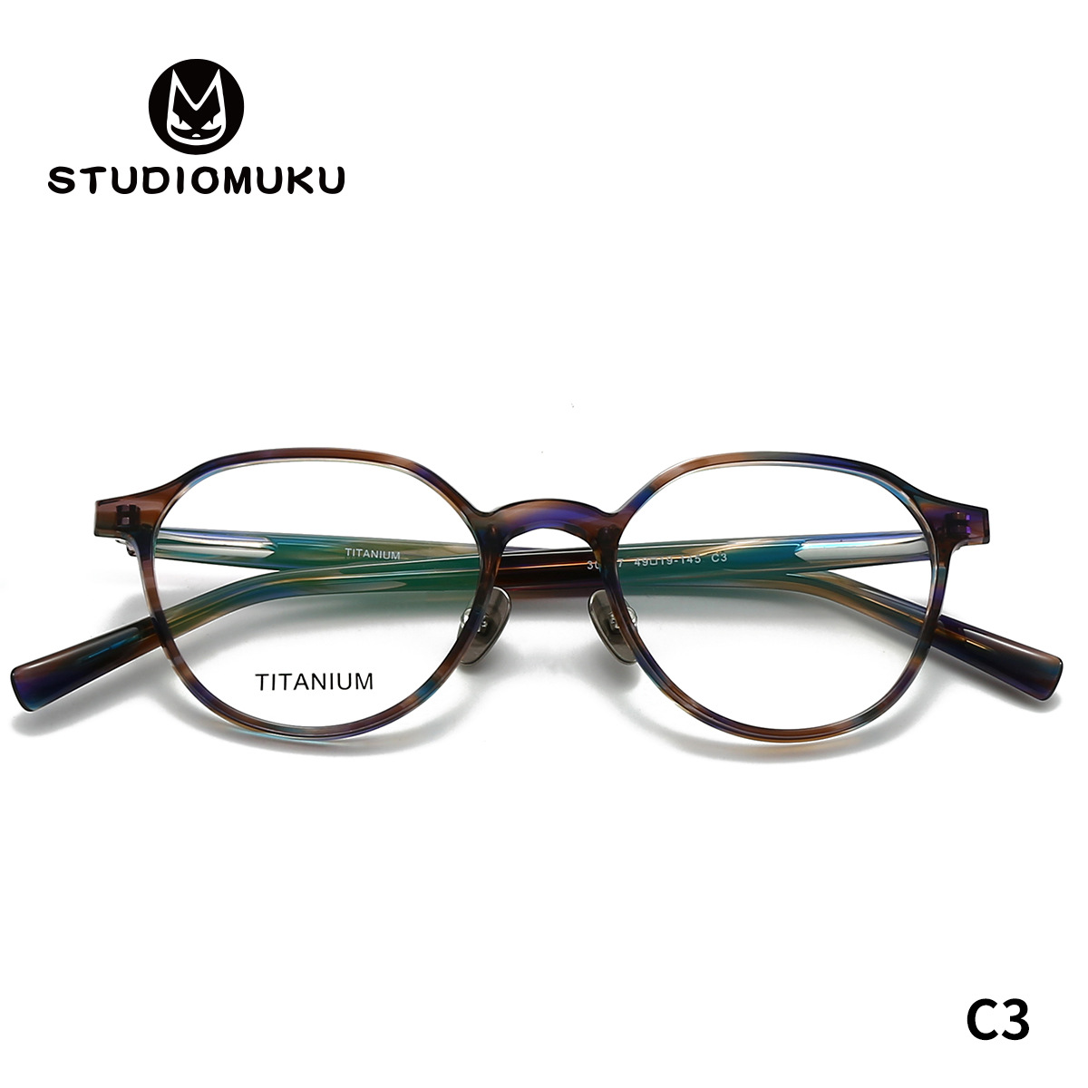 STUDIOMUKU gafas de madera frescas, simples y no simples, marcos de gafas de placa, marcos de gafas de titanio sólido y grueso