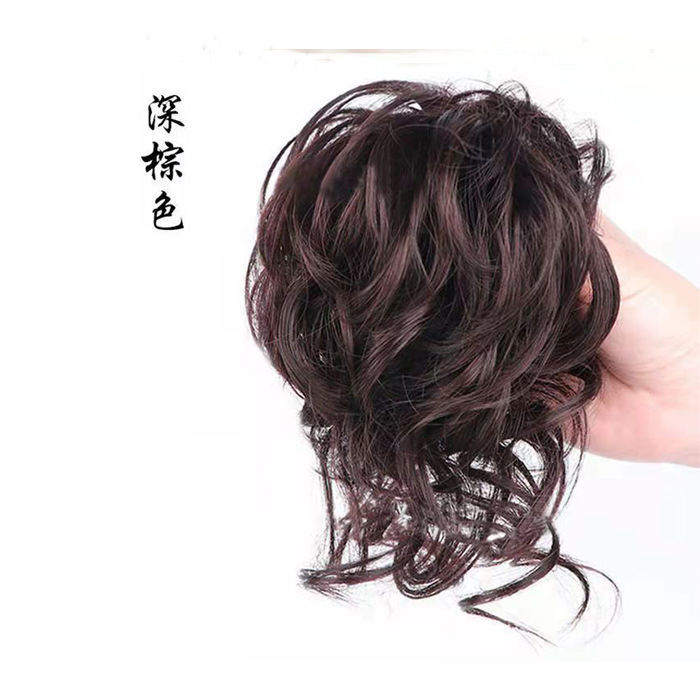 Marrón oscuro-Anillo de pelo largo