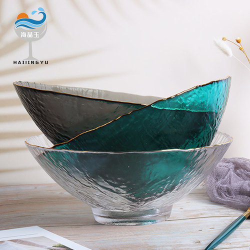 Sea crystal jade European style personalized creative glass fruit plate for living room and tea house with snack storage kitchen decoration fruit basket