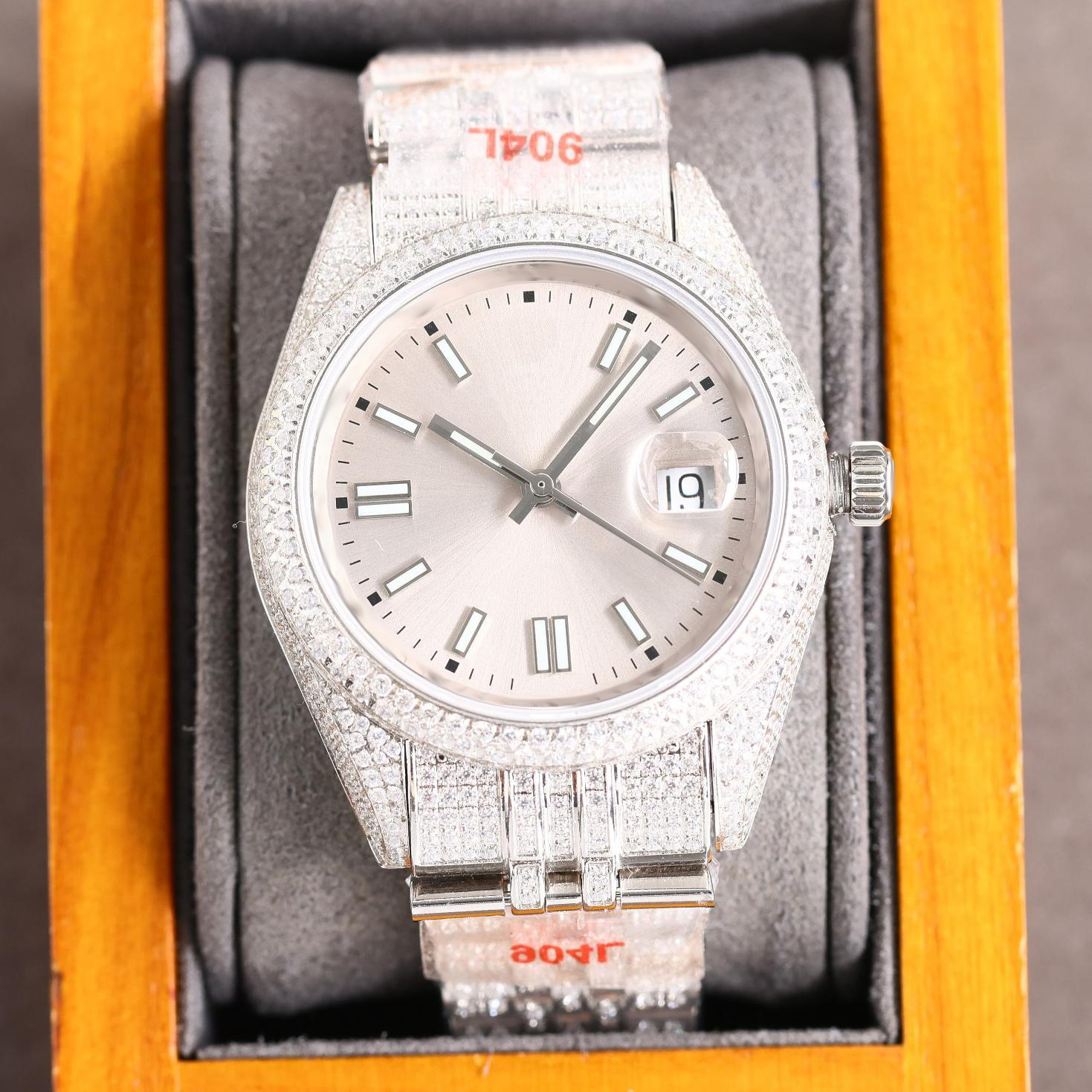 Moissanite Full Diamond Men's Mechanical Business Style European and American Mechanical Watch Luxury Trendy Watch