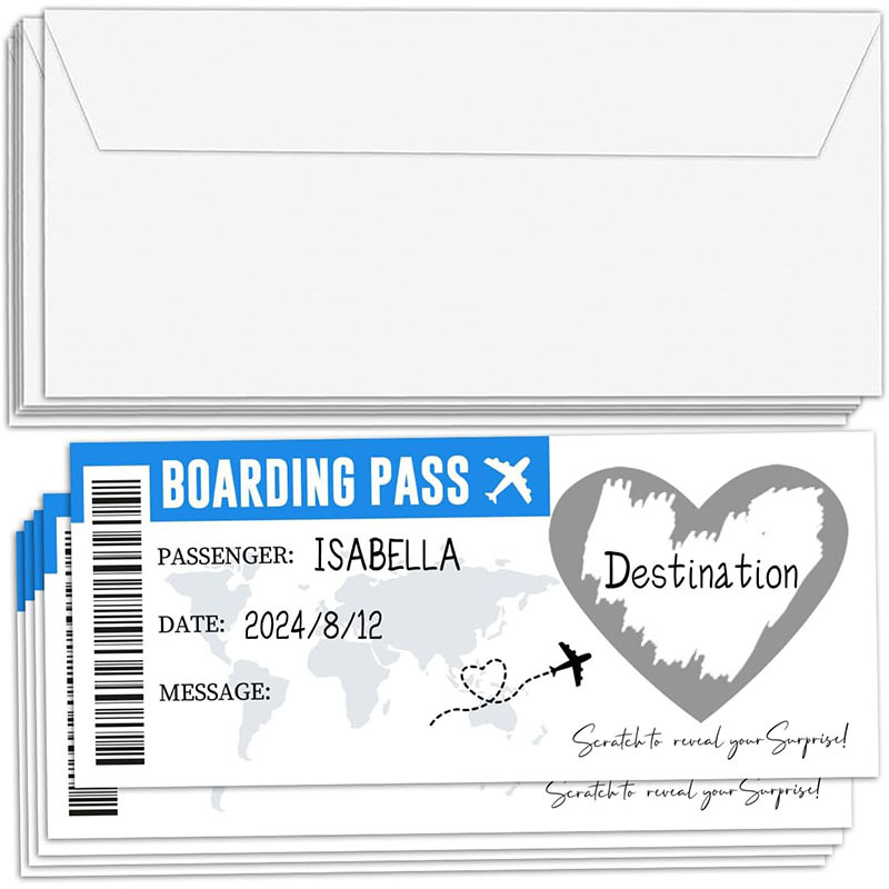 跨境爆款惊喜登机牌刮刮卡片惊喜揭示门票DIY刮掉旅行礼品票套装