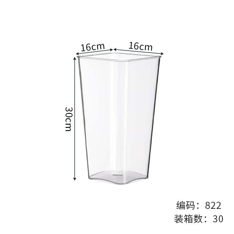 Jarrón de flores de plástico de sensación medieval de alta gama - Múltiples tamaños, alta transparencia, cubo despertador de flores, a prueba de caídas, imitación de vidrio, cubo para floristería/flores frescas