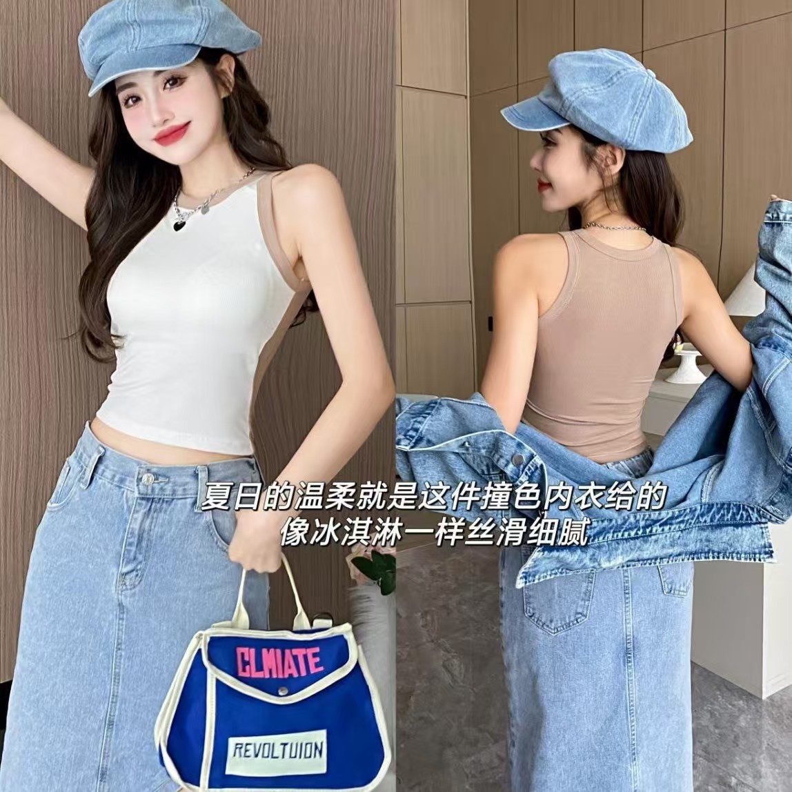 581 # una sola almohadilla de pecho hermosa espalda de diseño de pecho anti-luz ropa interior chica sin mangas adelgazante base hombro ancho espalda