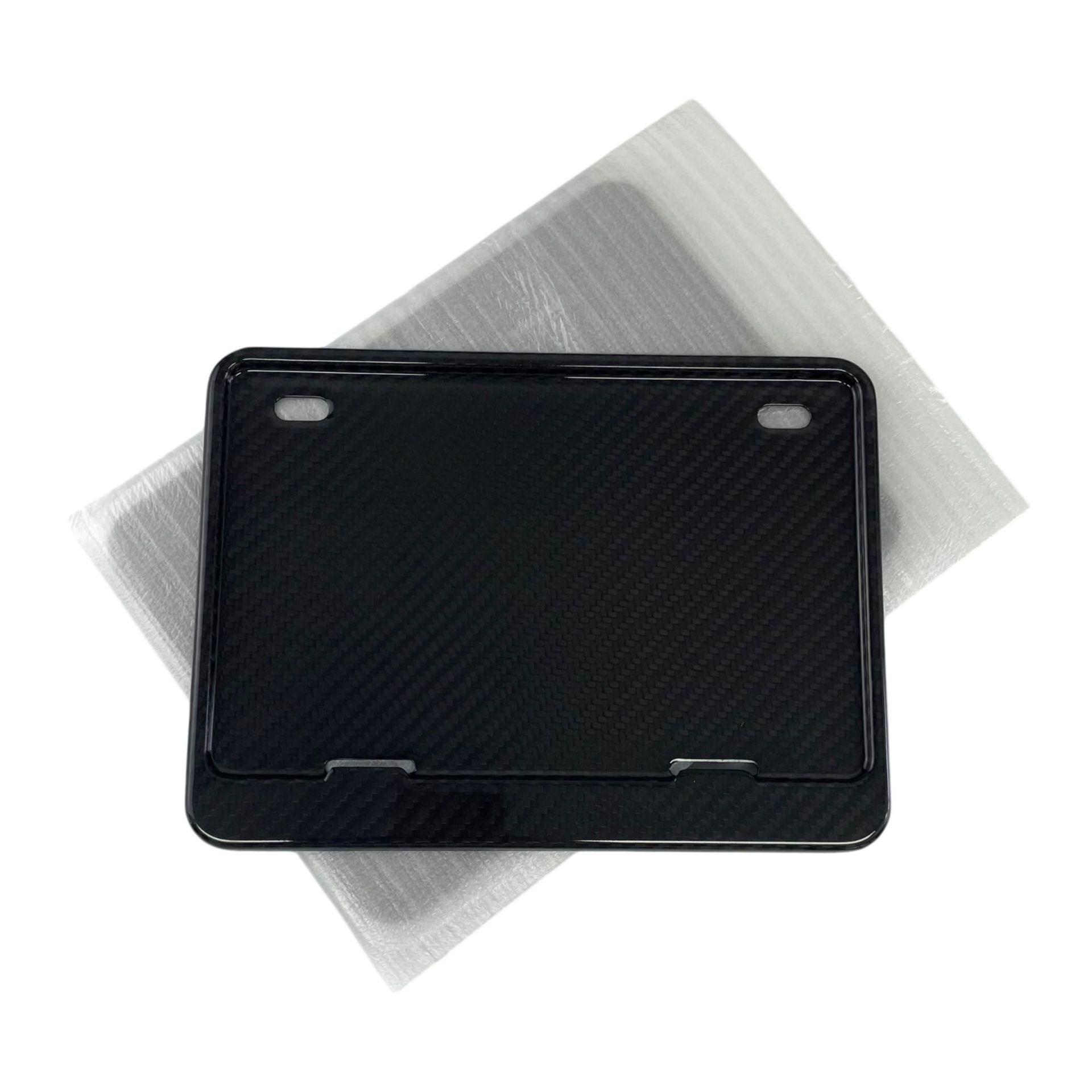 Carbon Fiber Yellow Motorcycle License Plate Frame, Compliant with National Standards, Does Not Block the Number, Motorcycle Modification License Plate Holder, Can Be Printed with Logo