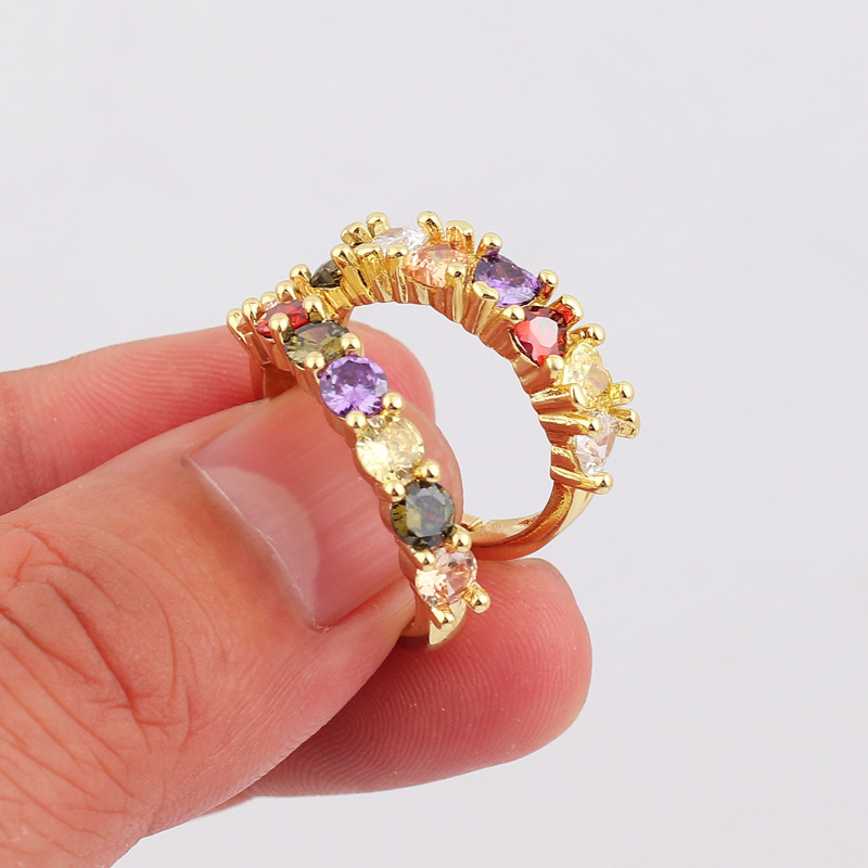 Fashion Round Heart Shape Copper Open Ring Plating Zircon Copper Rings