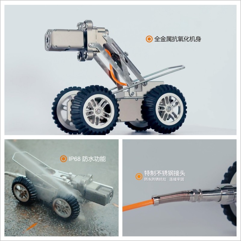 Senpan boru hattı robotu endüstriyel endoskop kamerası, iç video incelemesi için belediye dedektörü geniş açılı.