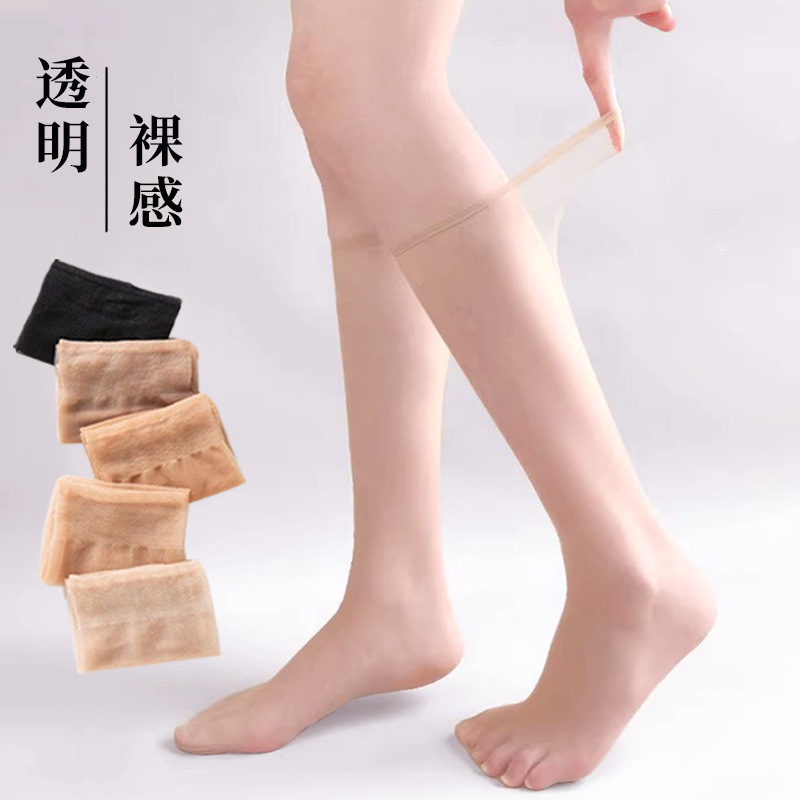 Transparent Calf Stockings Children's Summer Ultra-thin 0D Knee-high Stockings Anti-hook Silk Half-leg High Stockings