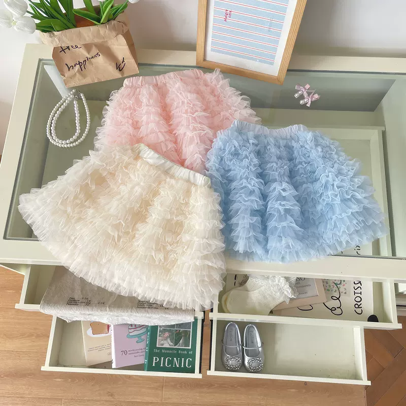 XQ5073MCC女童半身裙2026夏季新品女宝网纱半身裙小童蓬蓬公主裙