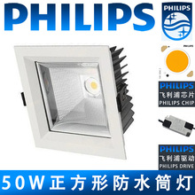 飞利浦酒店浴室防潮cob无主灯 嵌入式led天花灯50w正方形防水筒灯