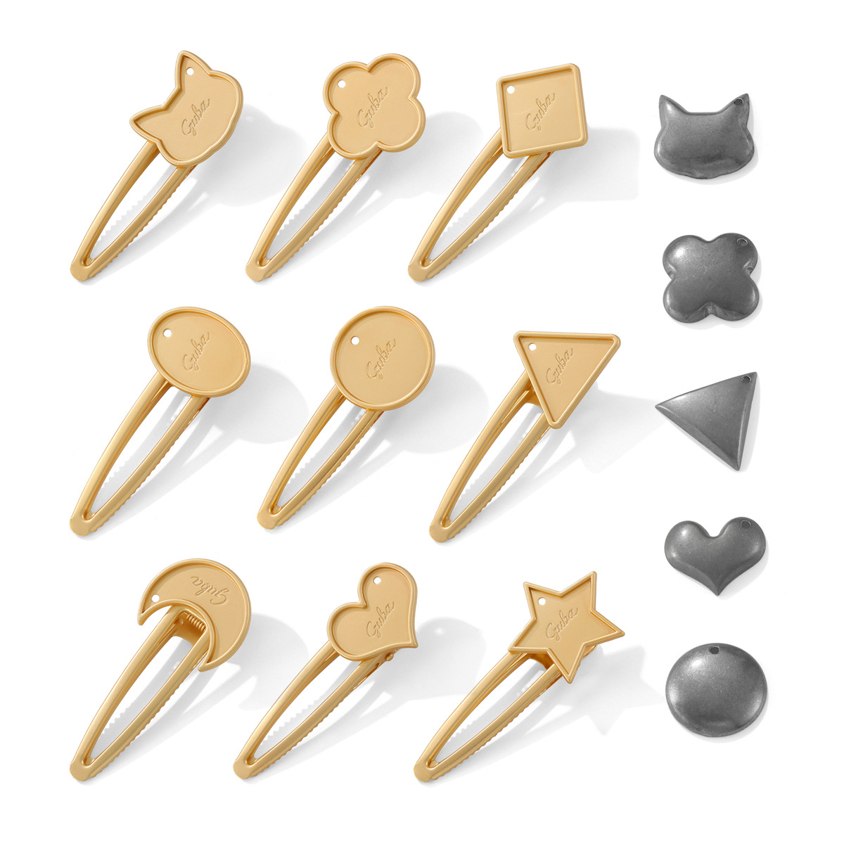 Song Jin's Popular DIY Cute Kitten Hairpin Fetal Bottom Leather Patch Filigree Dot Emerald Plain Bottom Zinc Alloy Women's Hair Accessories