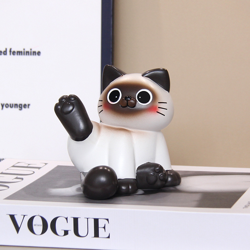 かわいいシャム猫携帯電話ホルダークリエイティブオフィスワークステーショングッズデスクトップ装飾装飾品女の子の誕生日プレゼント|undefined