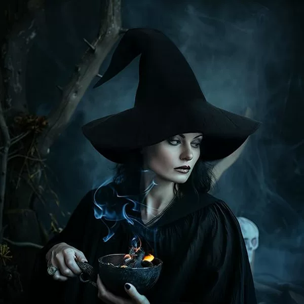 Halloween black velvet witch hat black cloth witch hat wizard headdress magician velvet hat witch hat