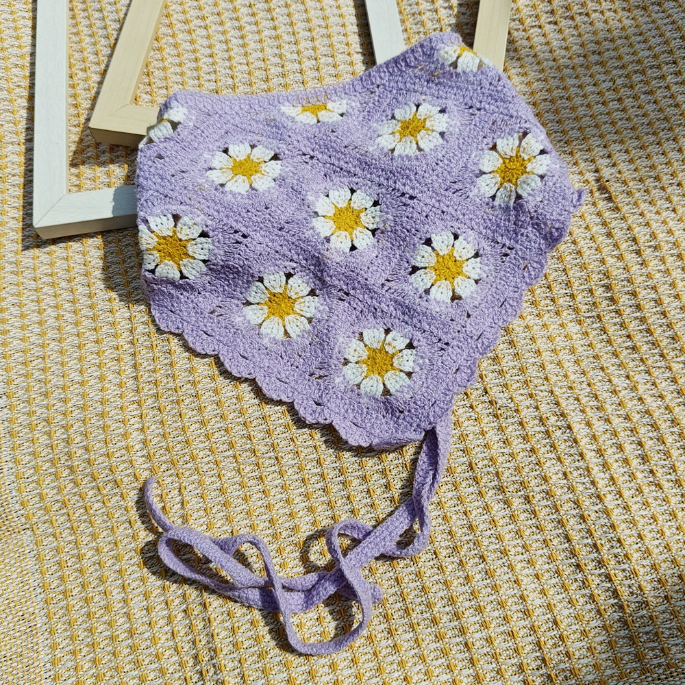  knitted headband, scarf for photo sessions, internet celebrity, flowered
