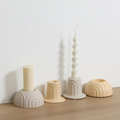 Ins-style retro embossed ceramic cylindrical candle holder, creative minimalist abstract candle base ornament wholesale