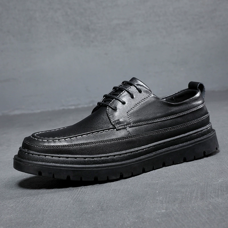 2022 Новая повседневная кожаная обувь, мужская деловая повседневная обувь в британском Корейском стиле, универсальная черная мужская кожаная мужская обувь на мягкой подошве