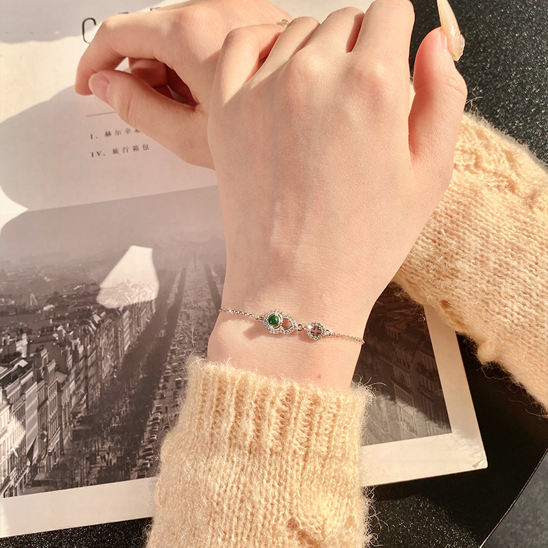 Material peligroso, calabaza auspiciosa, joyería de jade natural, pulsera de plata esterlina S925, nueva moda china, sentido retro premium