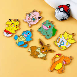 宠物小精灵日系卡通可爱合金配件滴油饰品钥匙扣包包装饰品头发绳